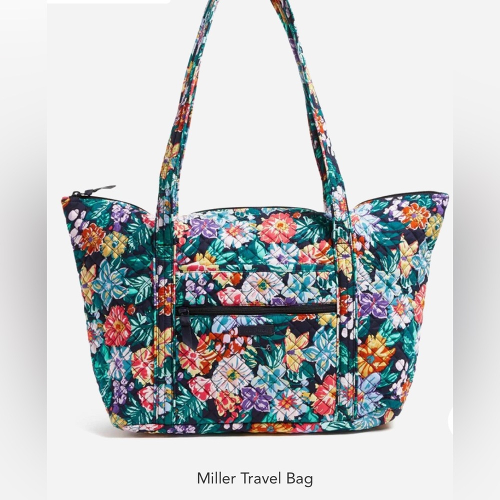 Vera Bradley Miller Travel Bag. Cotton. Happy Blooms. Trolley Sleeve. NW…